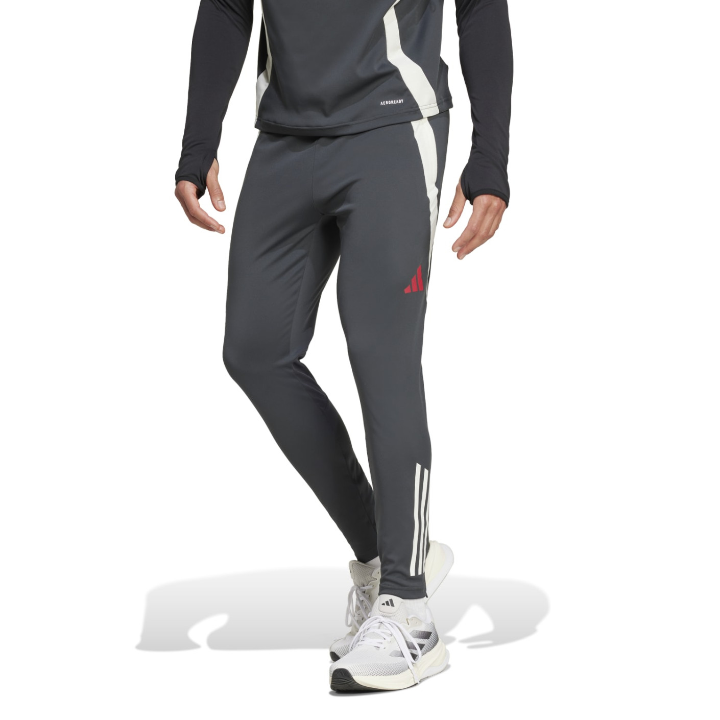 adidas Manchester United Trainingspak 1/4-Zip Europees 2024-2025 Donkergrijs Zwart Rood Wit