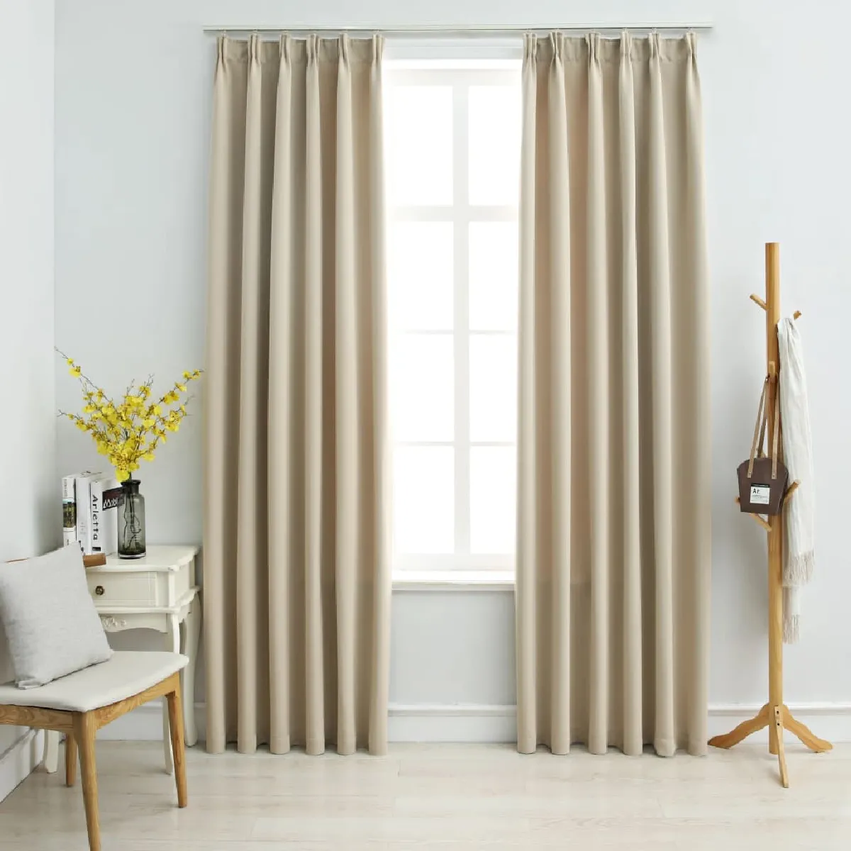 vidaXL Rideaux occultants 140x245 Beige 2pcs