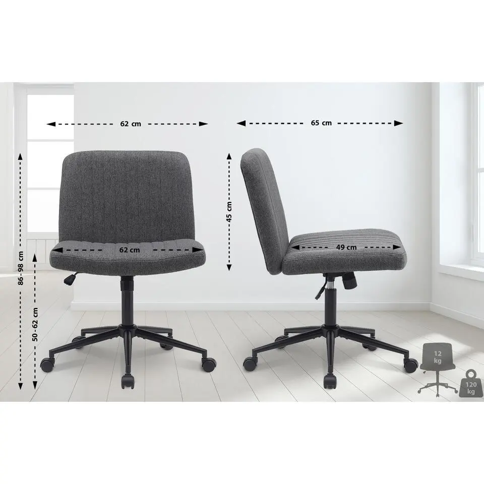 CLP Bureaustoel Kingman zwart Frame - Stof - donkergrijs