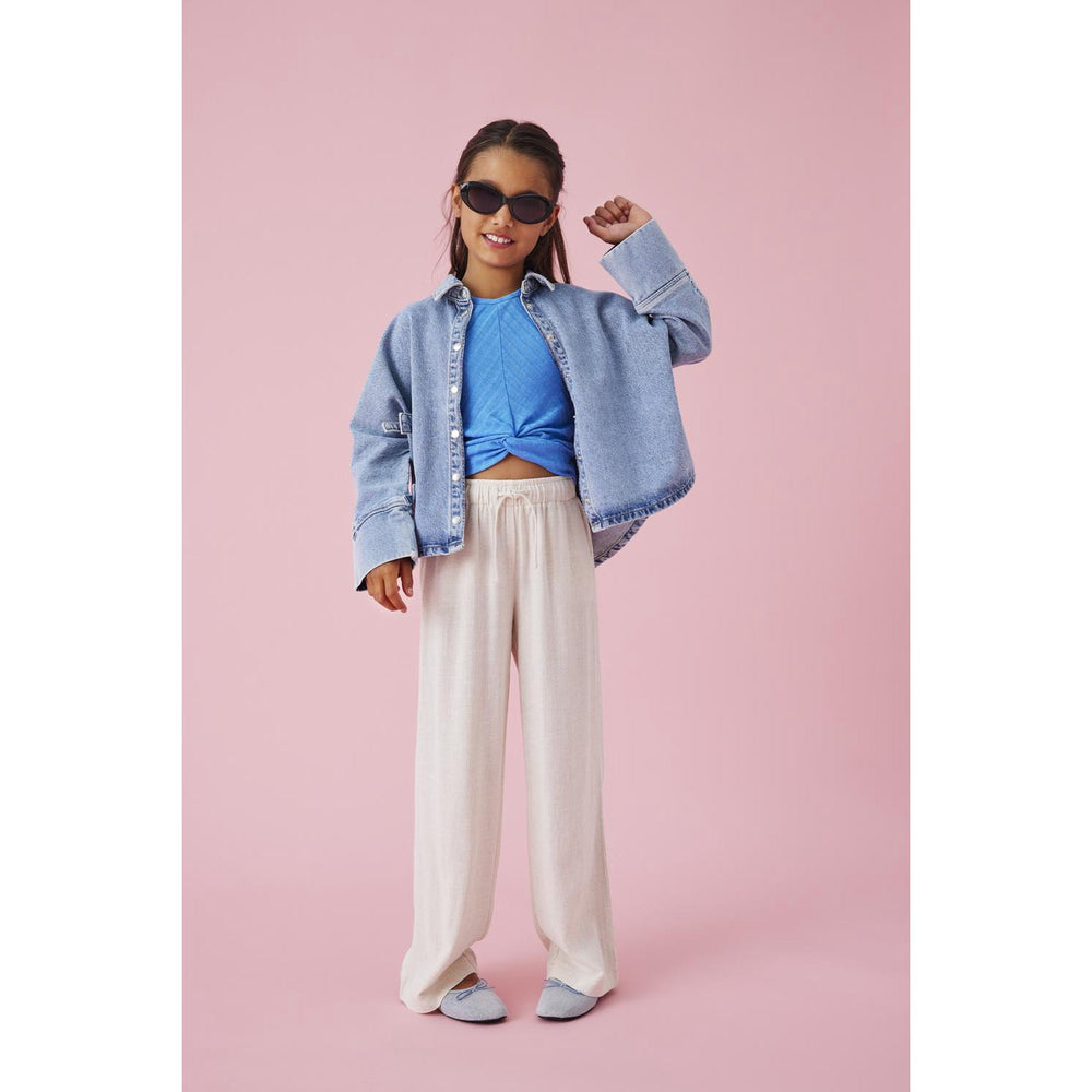 Køb kids ONLY Light Blue Denim Grace 7/8 Sløjfe Skjorte Denim