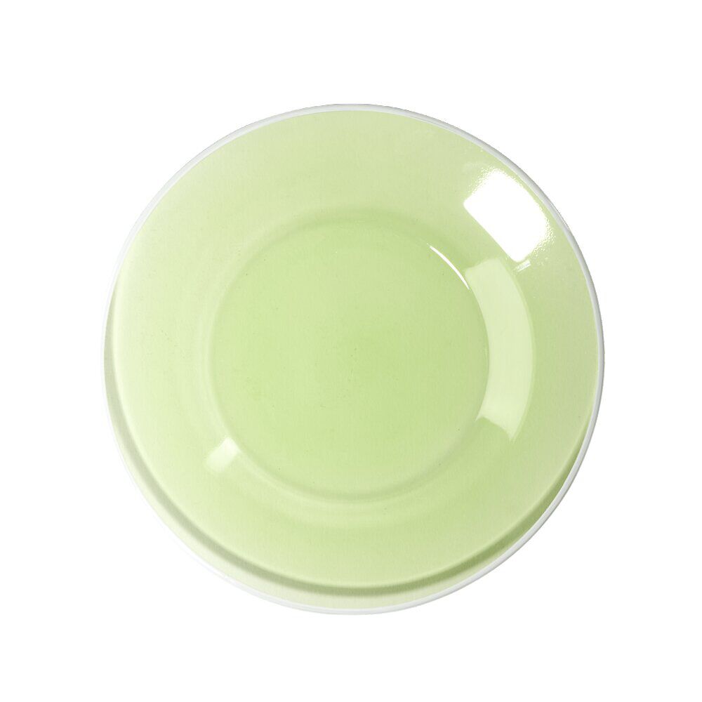 Assiette à dessert en verre vert bord blanc Ø20cm