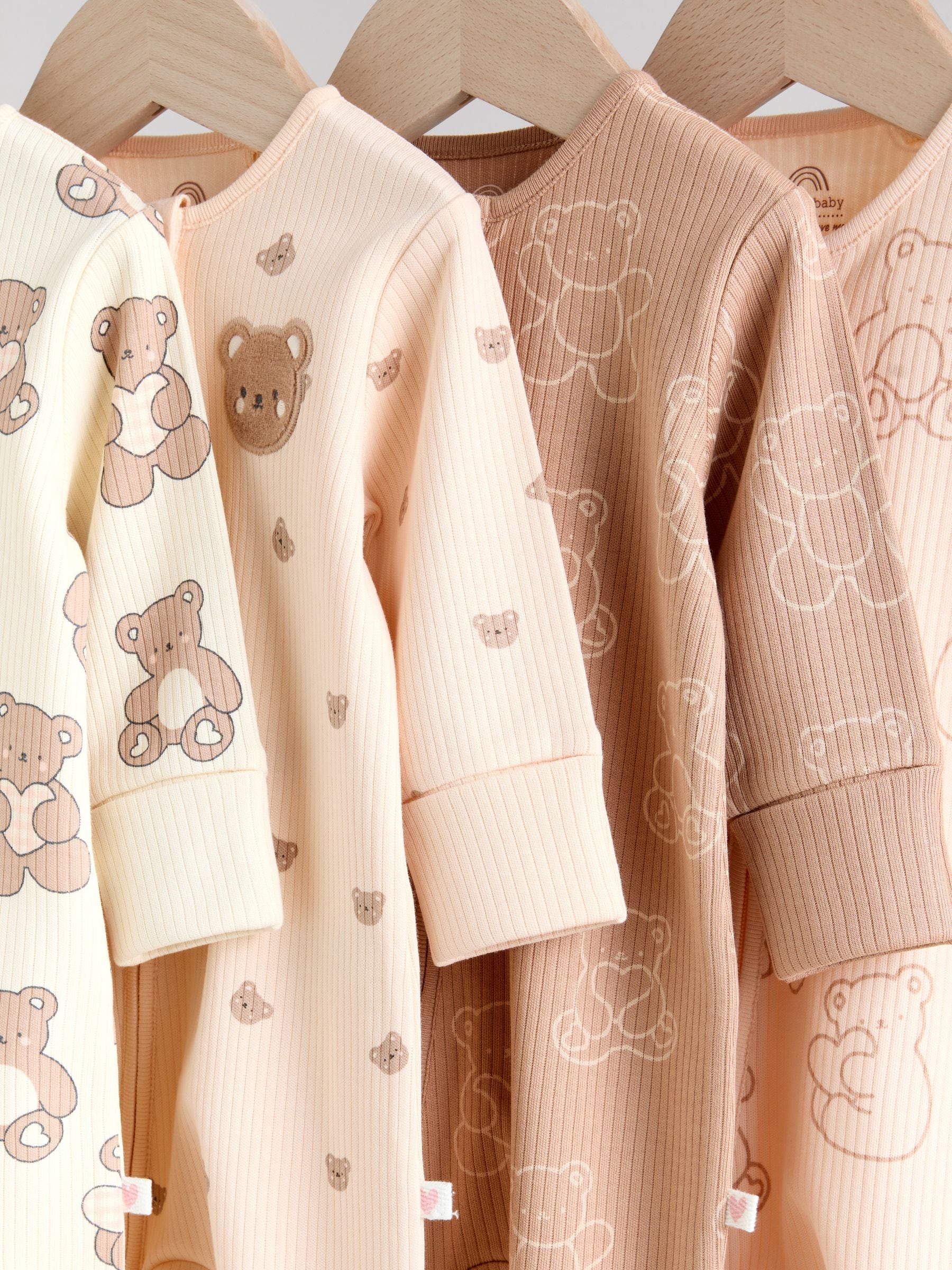Bruin - 4 Pack Baby-pyjama's met tweewegrits (0mnd -2jr)