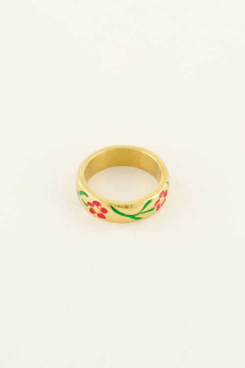 Casa fiore ring met rode bloemen