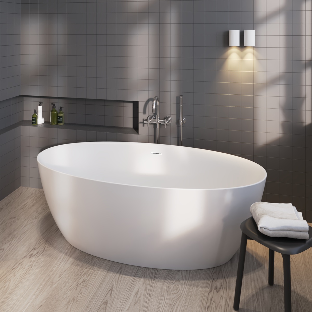 Sanigoods Carini vrijstaand bad 170x80cm wit glans