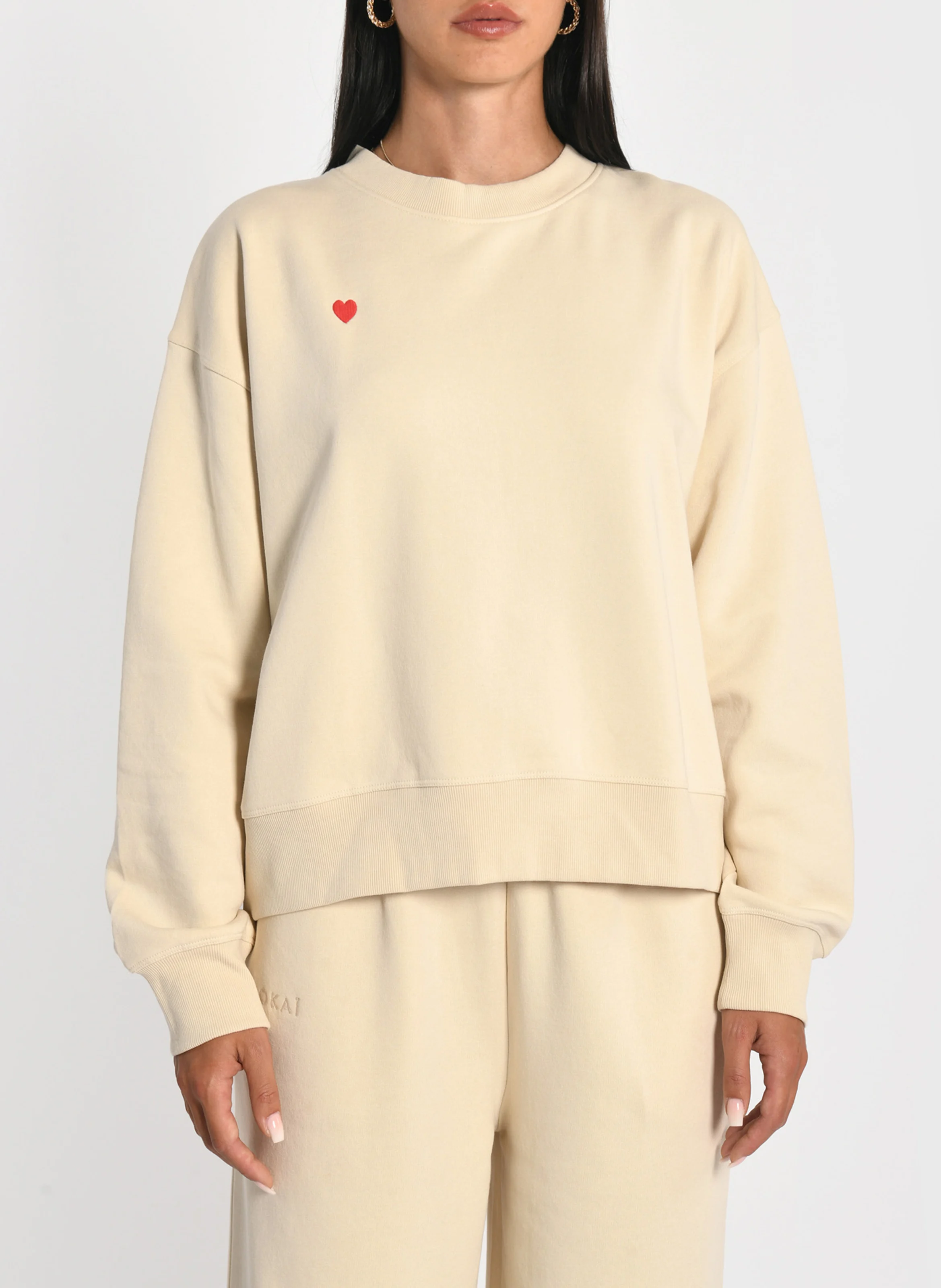 SUZY - Sweat ample en coton mélangé | Beige