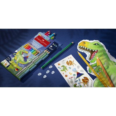 FABER-CASTELL Crayon de couleur Colour GRIP Dino, 18+6