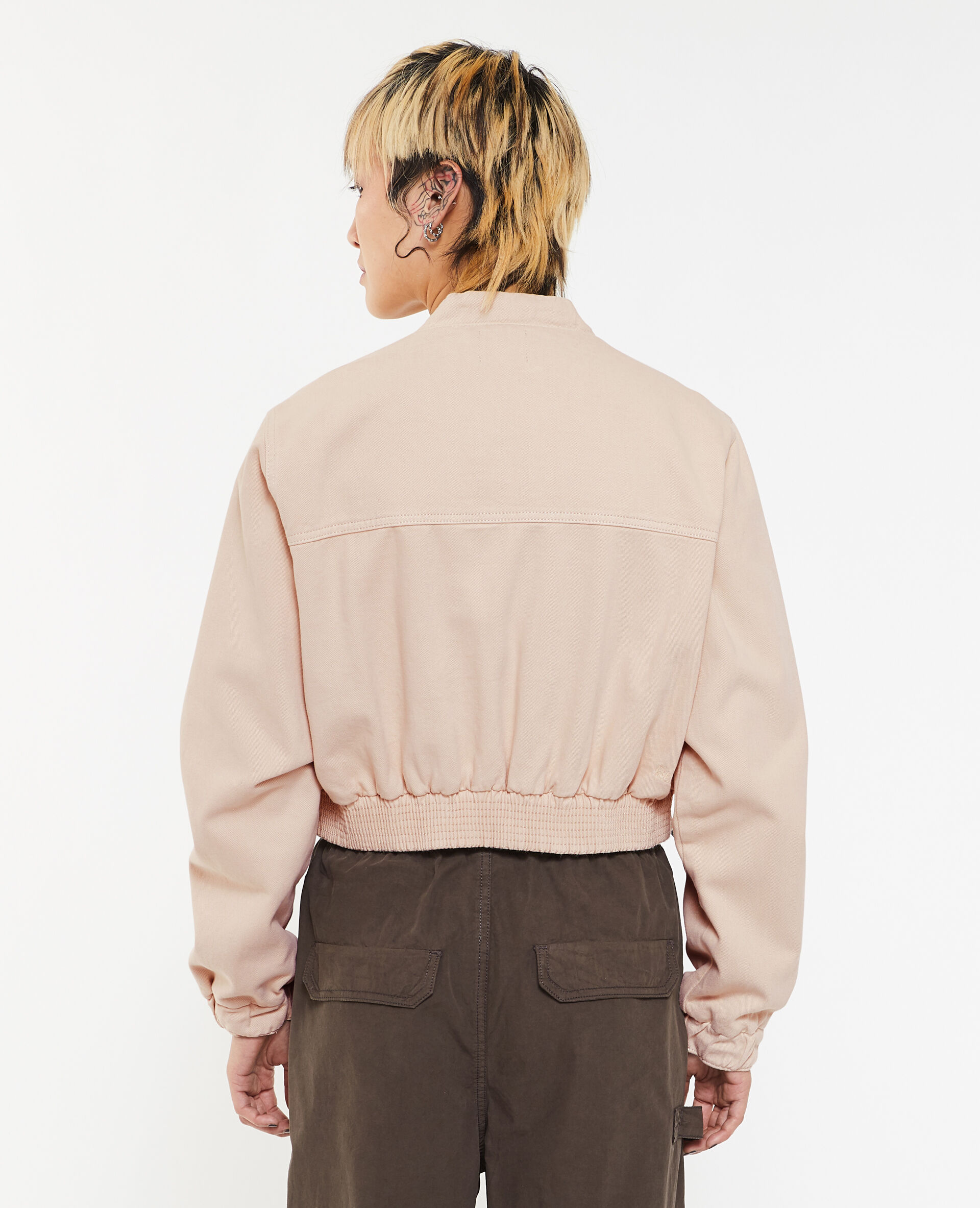 Bomber court en toile denim - Blanc