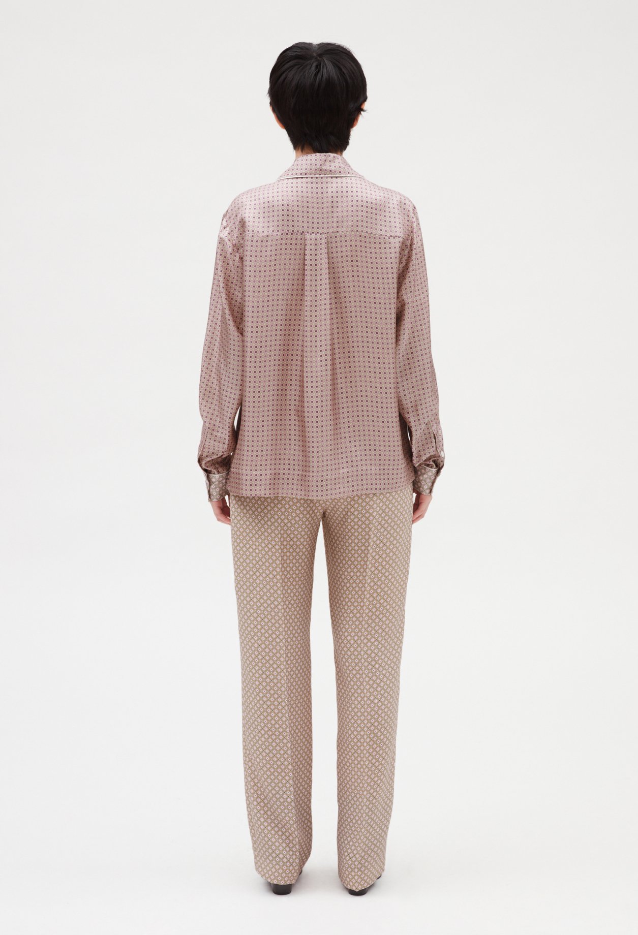 Chemise soie rose poudre