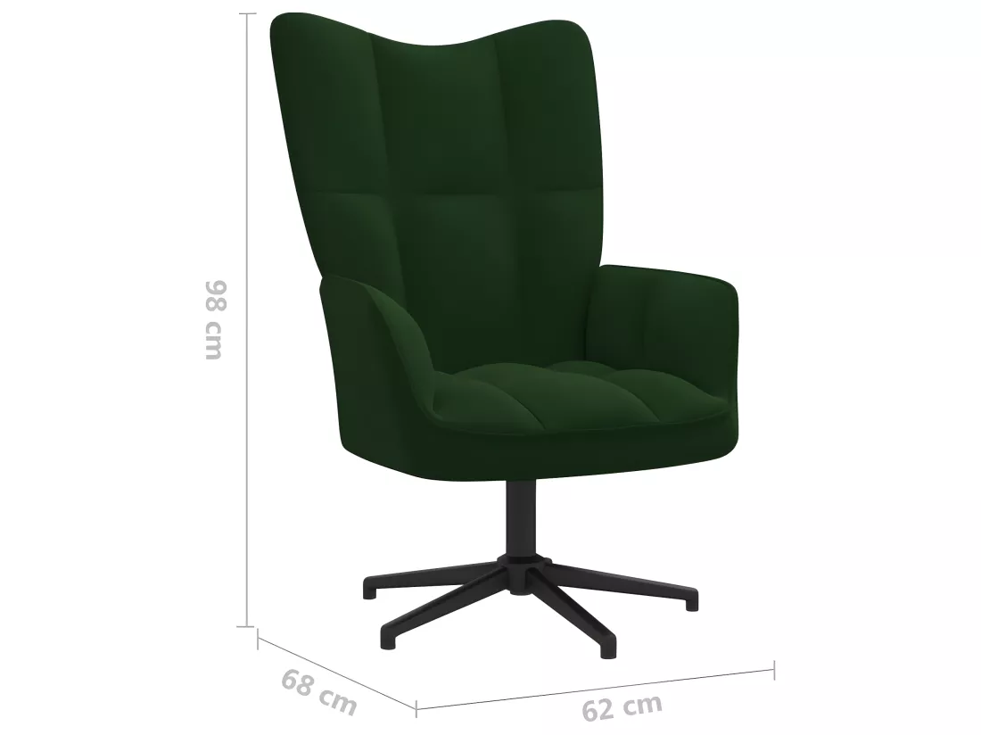 Chaise de relaxation avec repose-pied Vert foncé Velours