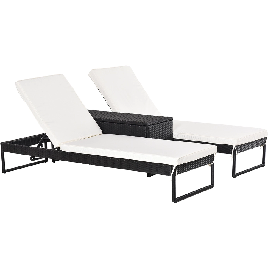 Outsunny Möbelsets mit Sitzkissen weiß, schwarz