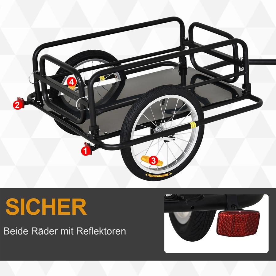 HOMCOM Lastenanhänger faltbar schwarz