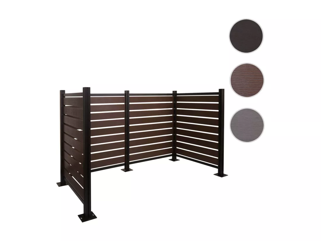 Clôture pour poubelles en aluminium MCW-K57, marron
