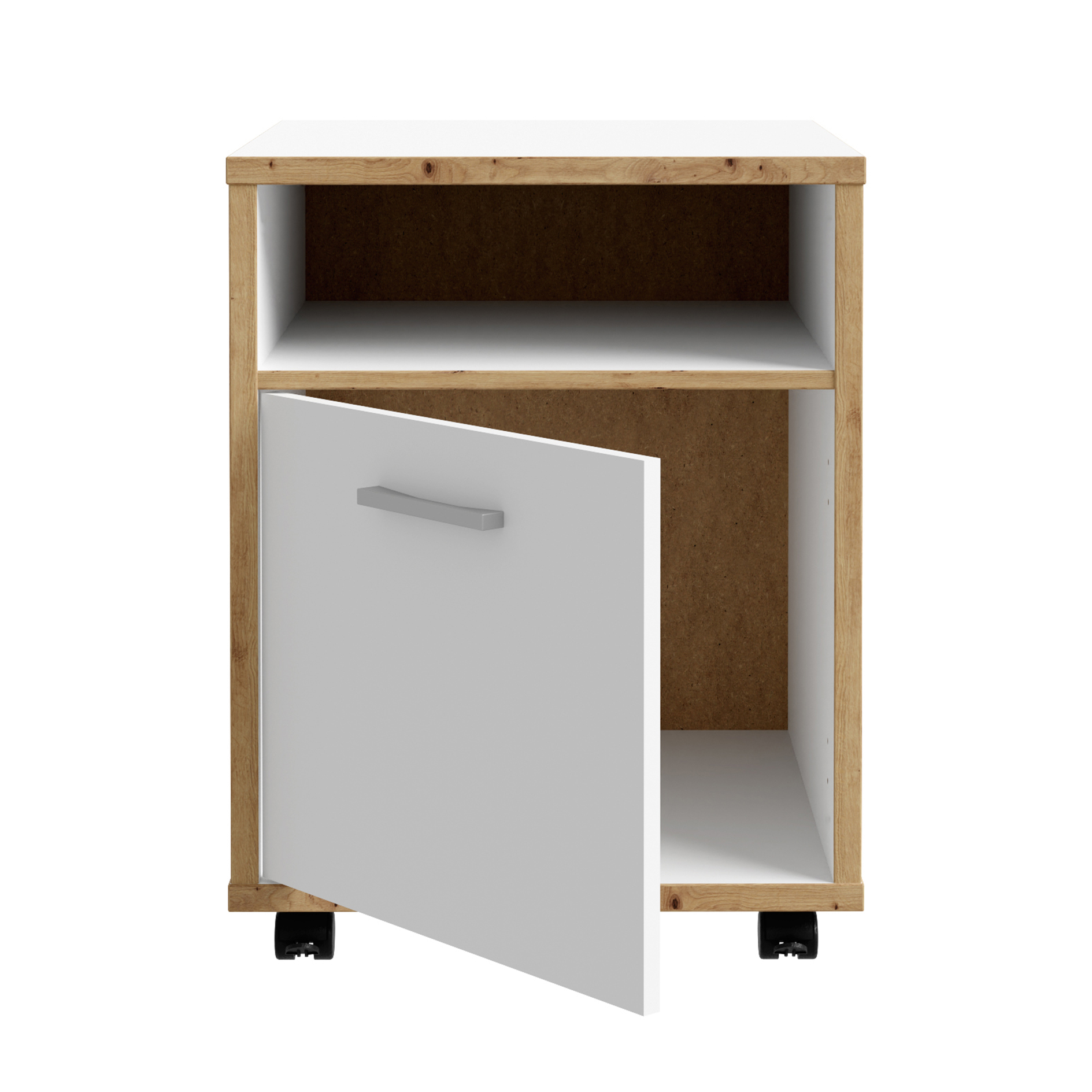 Rollcontainer - weiß-Artisan Eiche - 50 cm