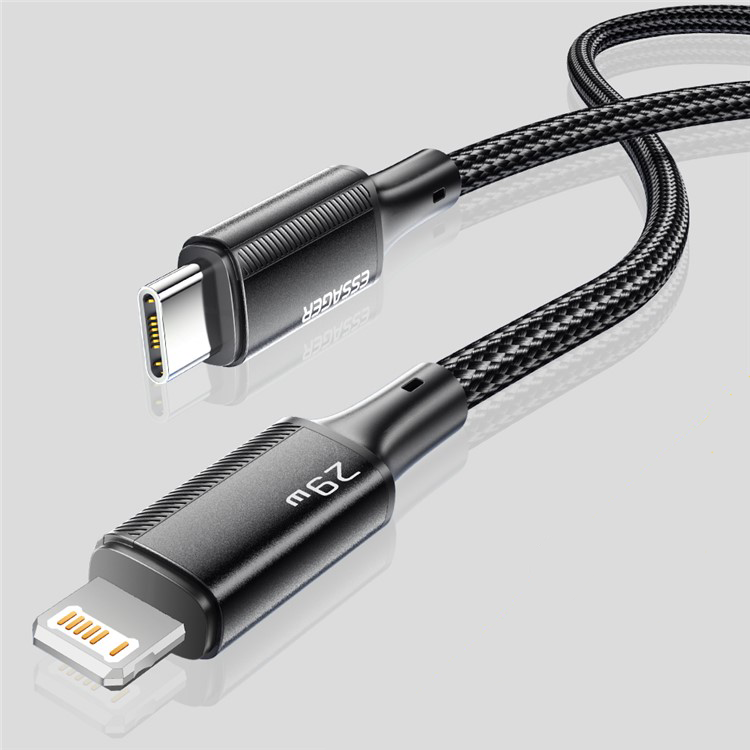 (1m) 29W USB C auf Lightning Ladekabel Nylon Datenkabel mit Power Delivery - Schwarz