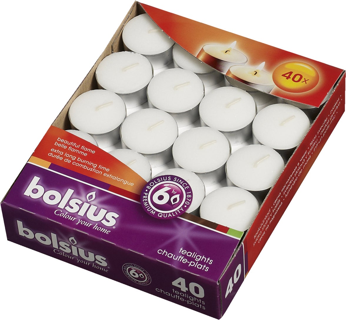 Bolsius waxinelichtenwit 6 uur 40 stuks