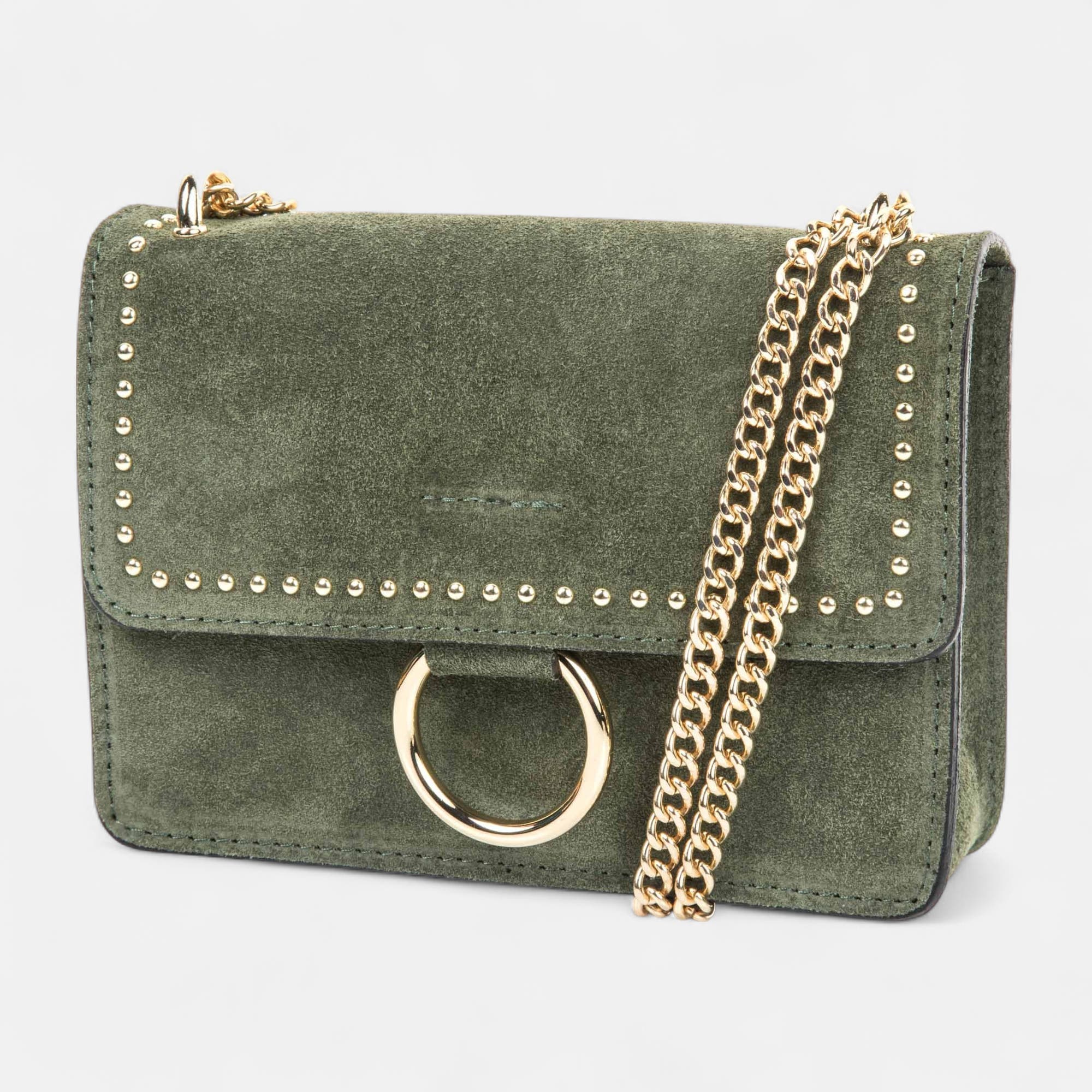 Sac bandoulière en cuir kaki