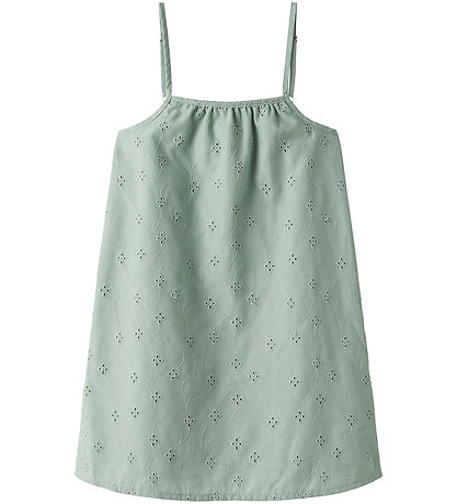 Name It Kleid - NkfVioleta - Aqua Grau m. Strickerei Anglaise