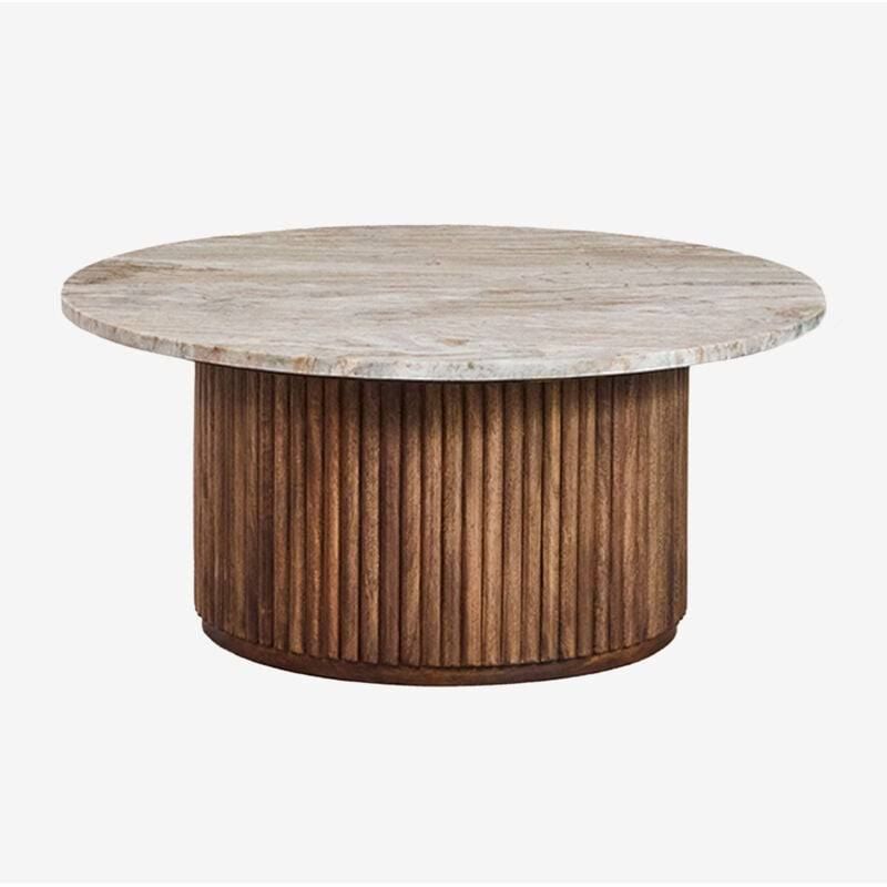 sklum.com Runder Couchtisch Ø90 cm aus Marmor und Mangoholz Giselda Ma