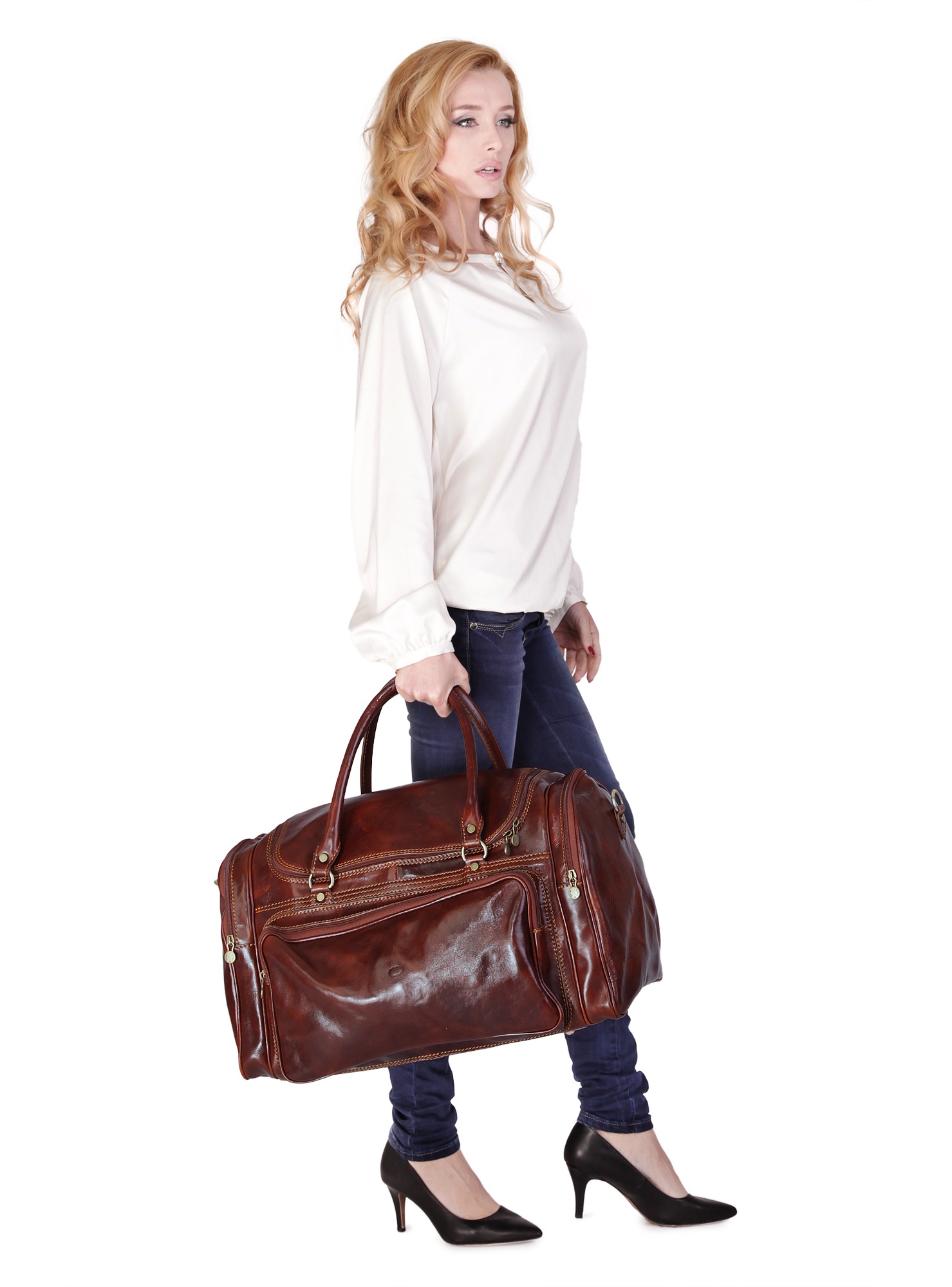 Piké Reisetasche echt Leder, Made in Italy