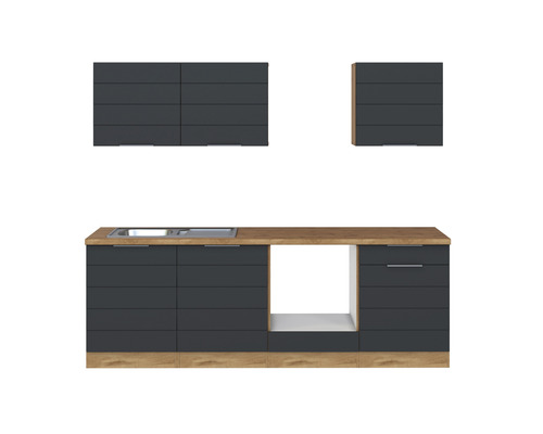 Held Furniture keukenblok zonder apparatuur Florence 240 cm grijs mat gedemonteerde variant omkeerbaar 1102.6293