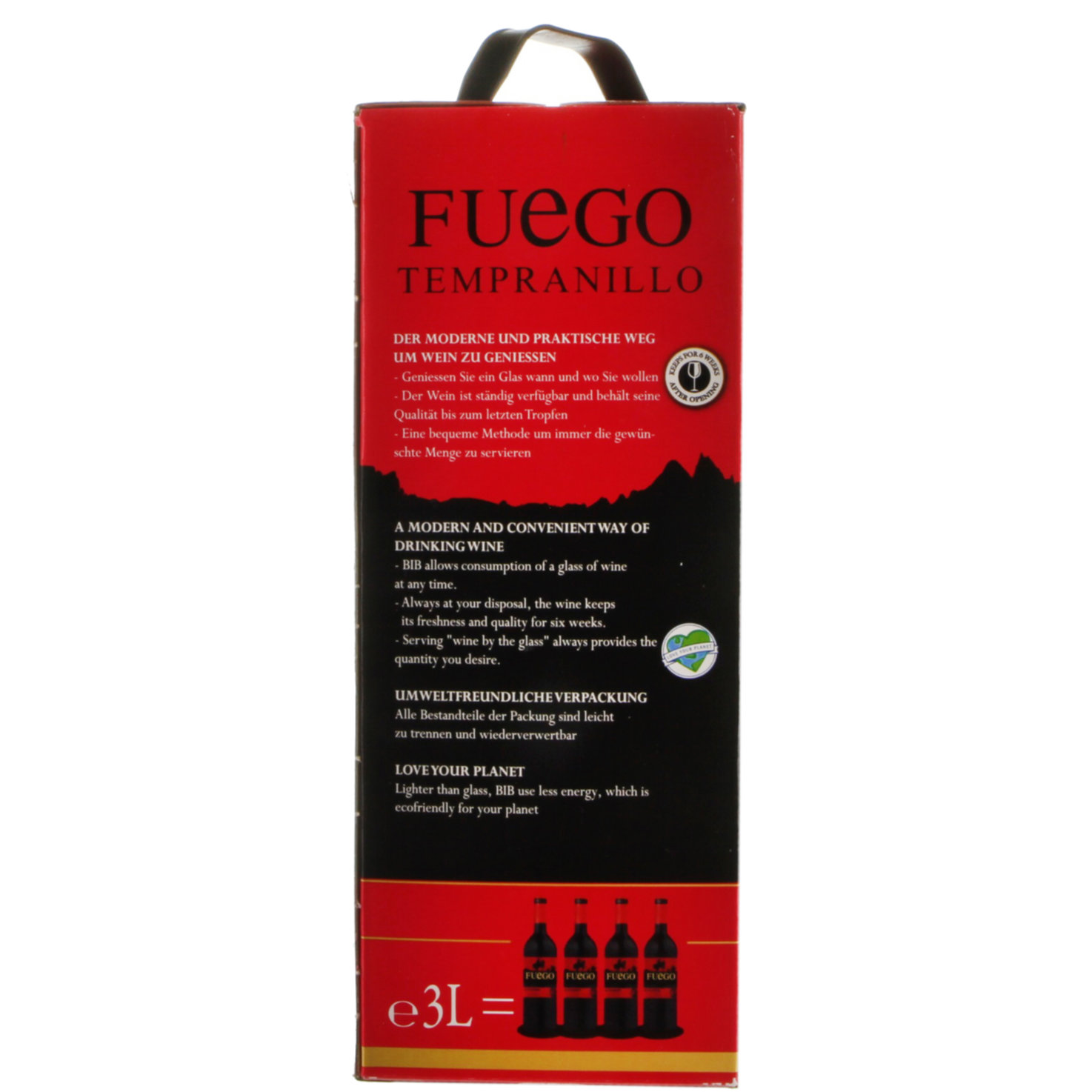 La Mancha DO Tempranillo Fuego, bag-in-box -300cl