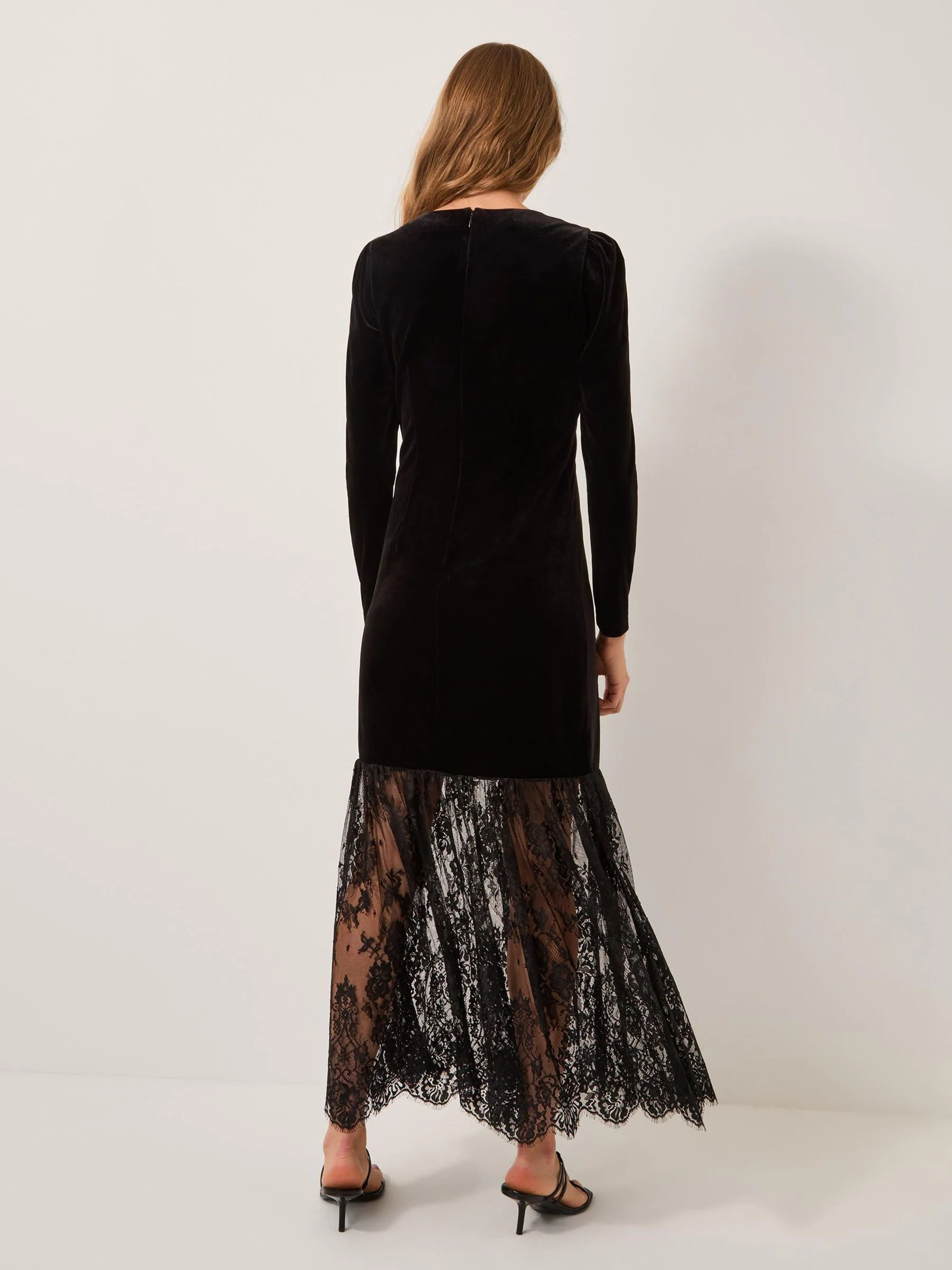 Monsoon Verity Velvet Lace Maxi Dress