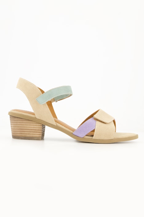 Leder-Sandalen, Klettriemen, mehrfarbig, Weite H