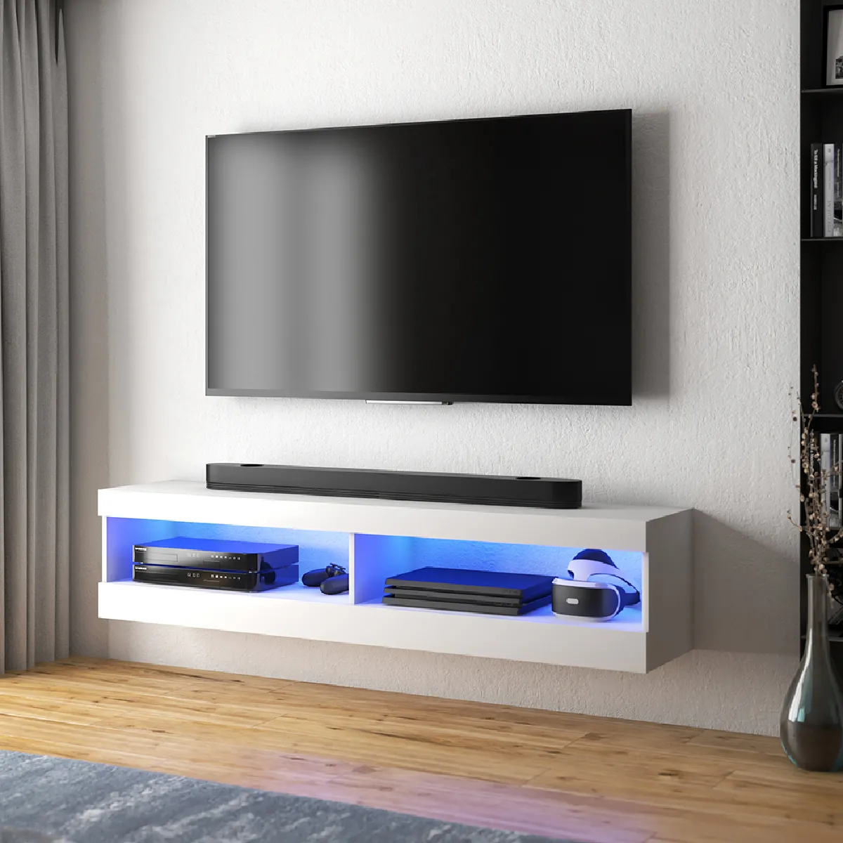 Selsey Meuble TV Viansola 100 cm Blanc Mat/Brillant