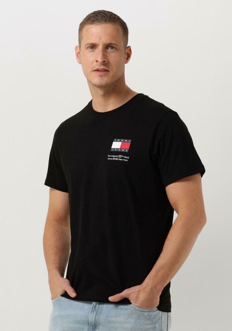 TOMMY JEANS zwarte tommy jeans t-shirt tjm slim essential flag tee