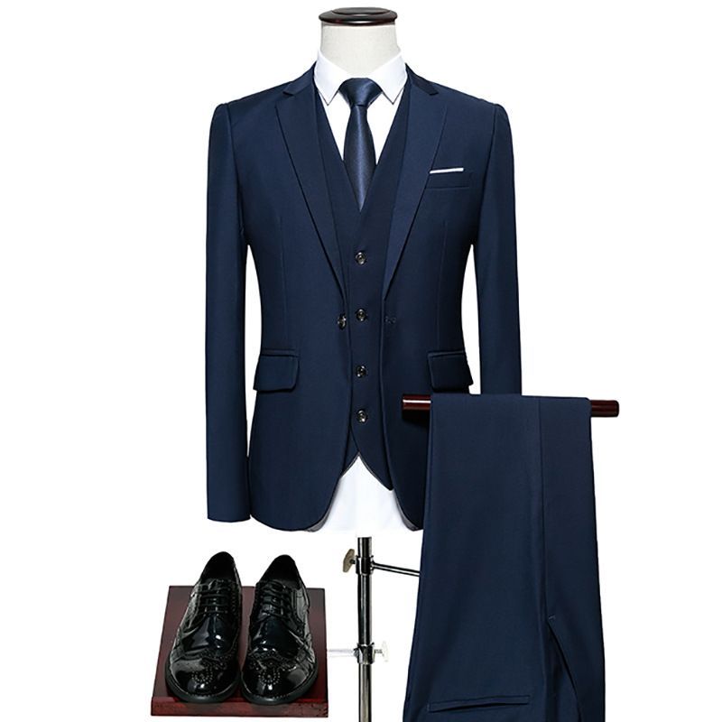 Andrei - Set: Effen blazer + vest + pantalon