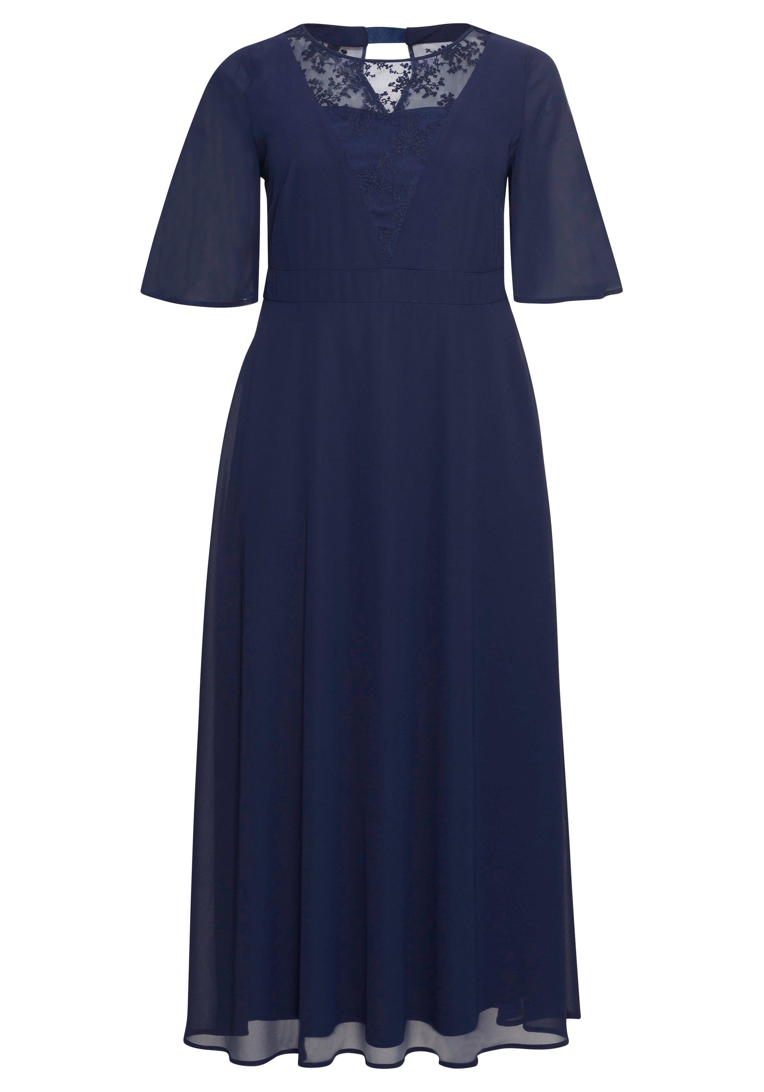 Abendkleid aus Chiffon, mit Spitzen-Einsatz