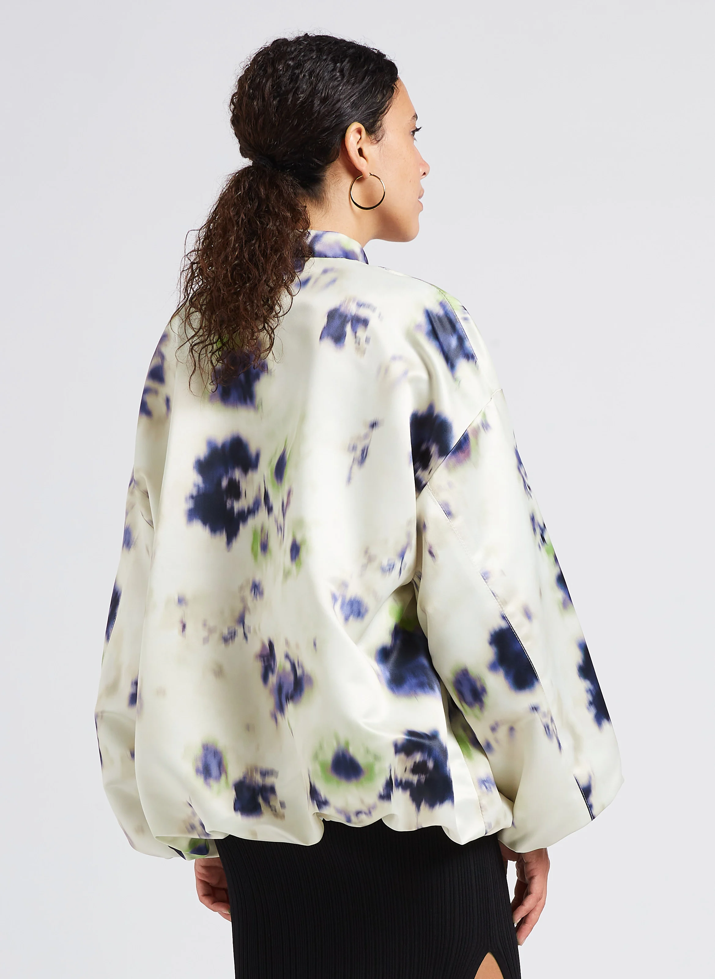 Blouson col rond imprimé| Blanc