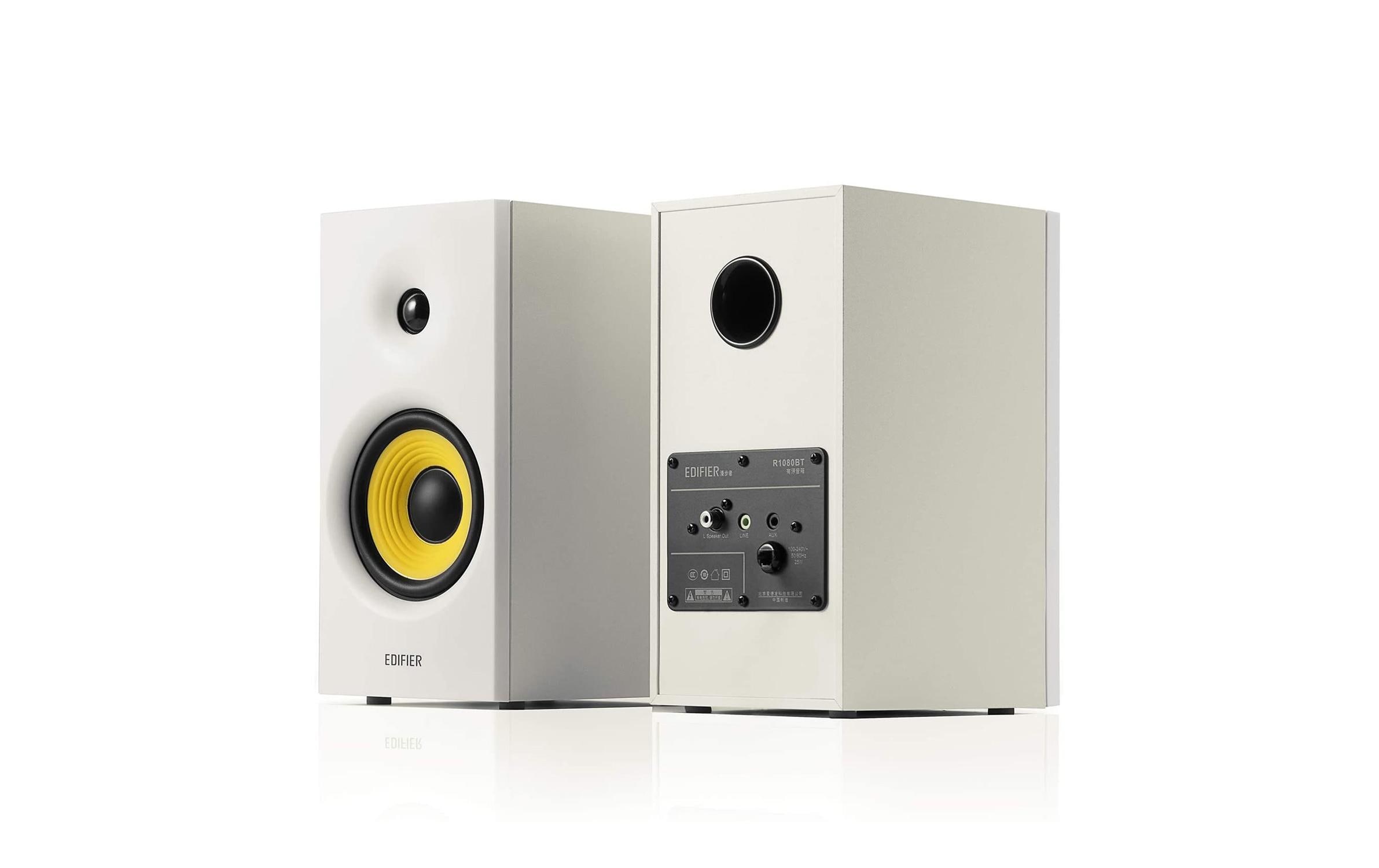 Regallautsprecher Paar R1080BT WeissAktive Regallautsprecher mit Bluetoothund 2x Cinch-Eingängen
