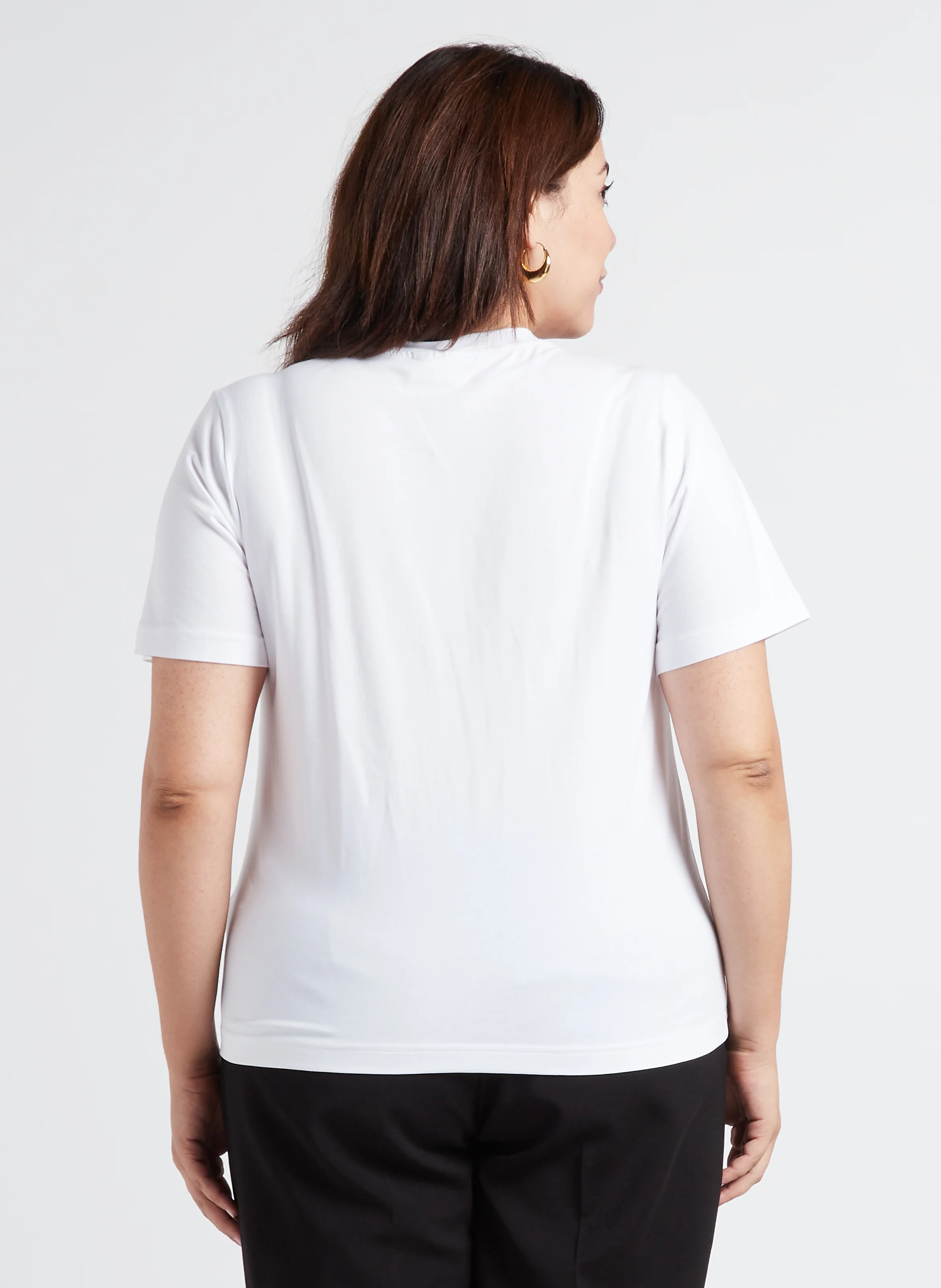Tee-shirt col rond en coton stretch| Blanc