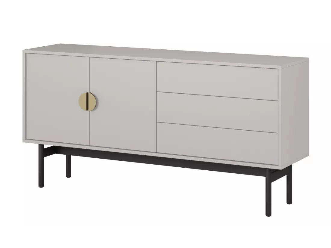 Meuble TV à deux portes - 154 cm - avec trois tiroirs - taupe (gris-beige) - STOON