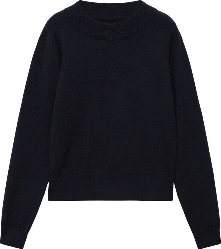 MANGO Straight round-neck sweater Navy