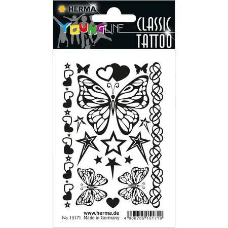HERMA Classic Tattoo Sticker Black Butterfly