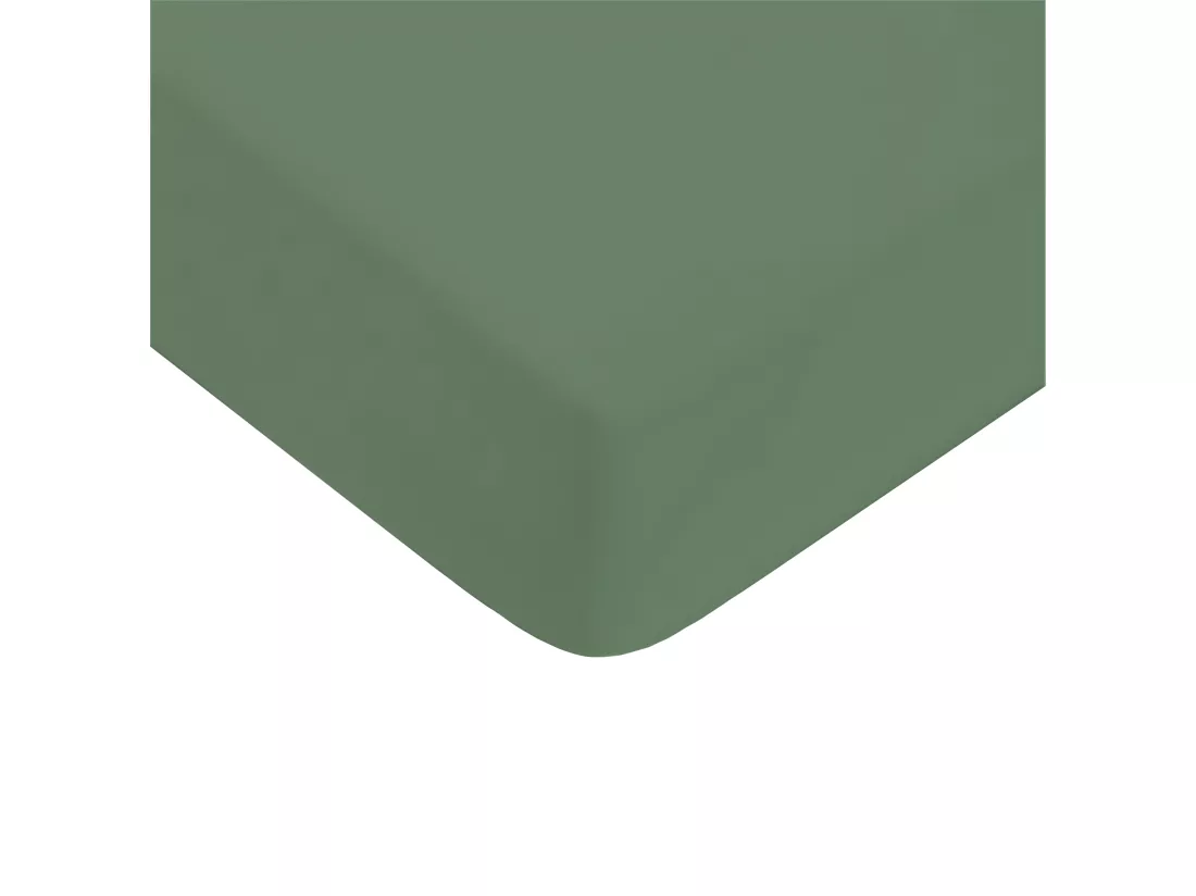 Drap housse uni en coton 57 fils eucalyptus 180x200cm