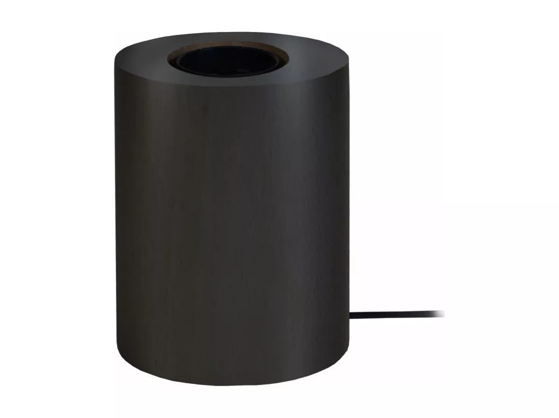 Pied de lampe cylindre bois noir 10,5 cm.
