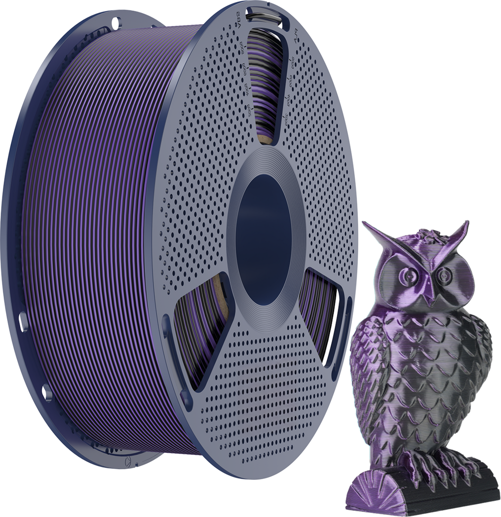 SUNLU  Silk PLA+ Dual Color Black Purple, 1,75 mm / 1000 g    Zweifärbiges PLA Material mit glänzendem Finish