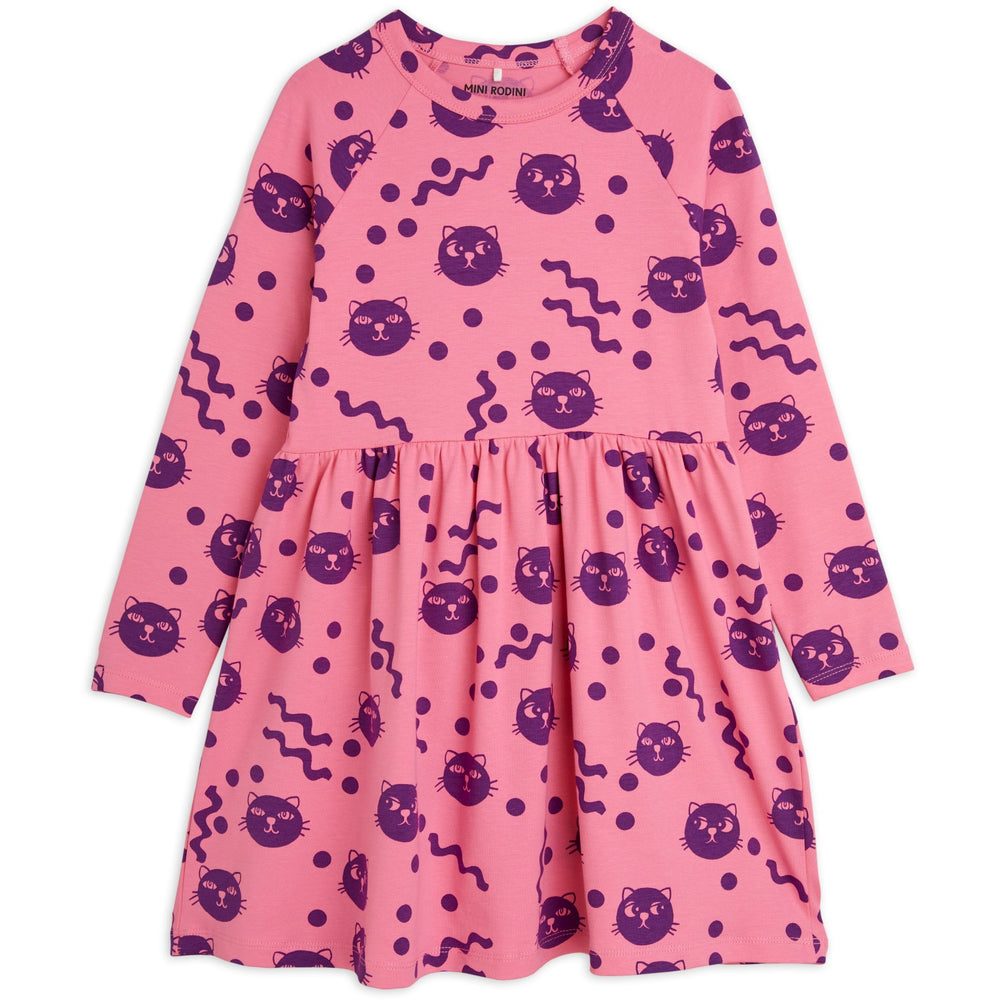 Køb Mini Rodini Pink Squiggly Cats AOP Kjole