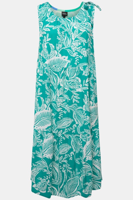 Kleid, Blätter, Zierschleife, Rundhals, ärmellos