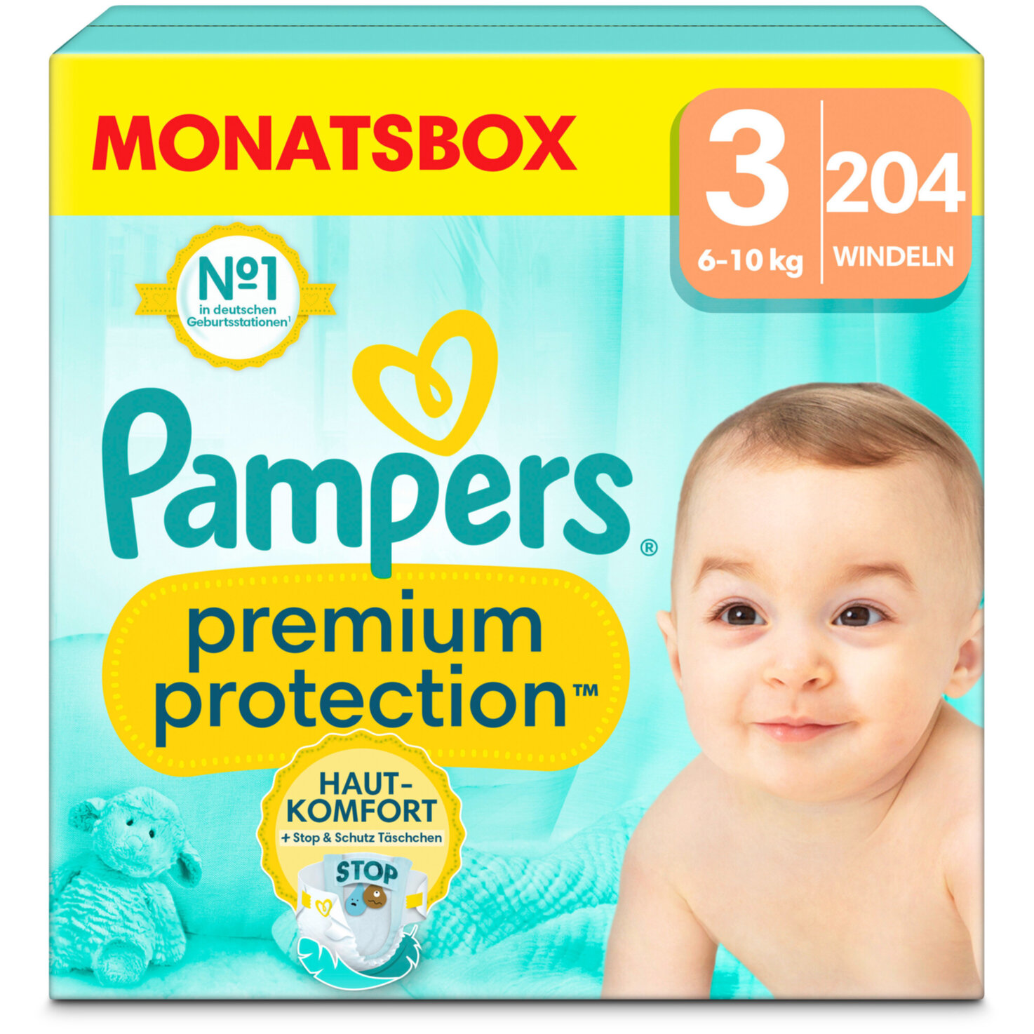 Pampers Premium Protection Grösse 3, 6-10kg, 204 Stück
