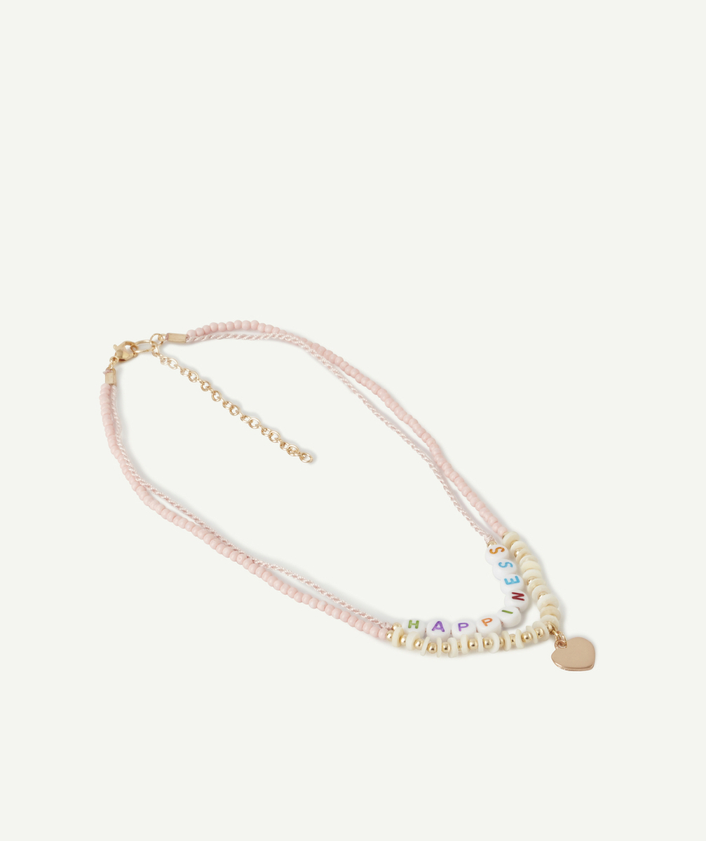 DOUBLE COLLIER FILLE EN CORDON ET EN PERLES AVEC MESSAGE