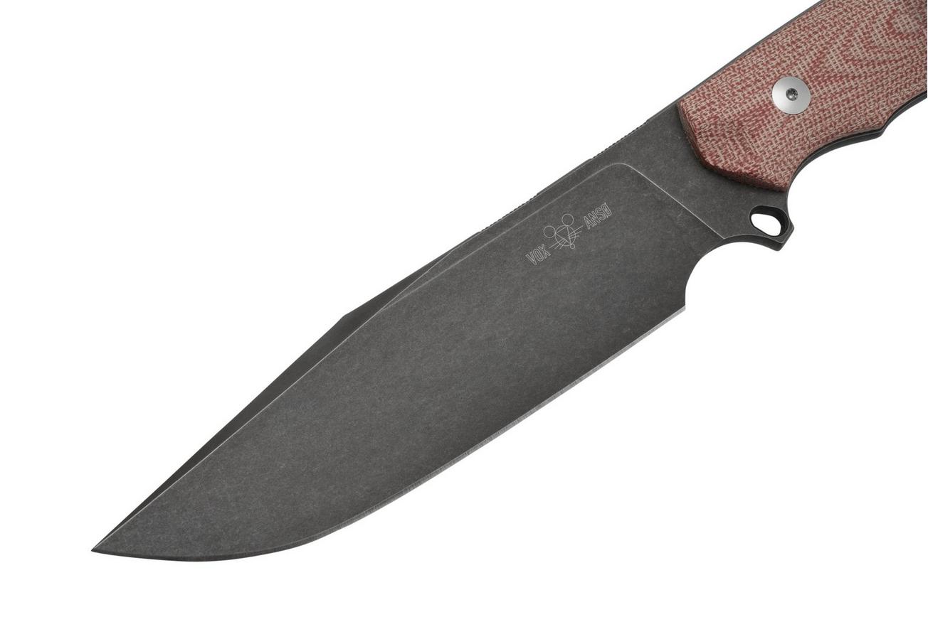 GiantMouse GMF4 Red Canvas Micarta, vaststaand mes, Ansø en Voxnaes design