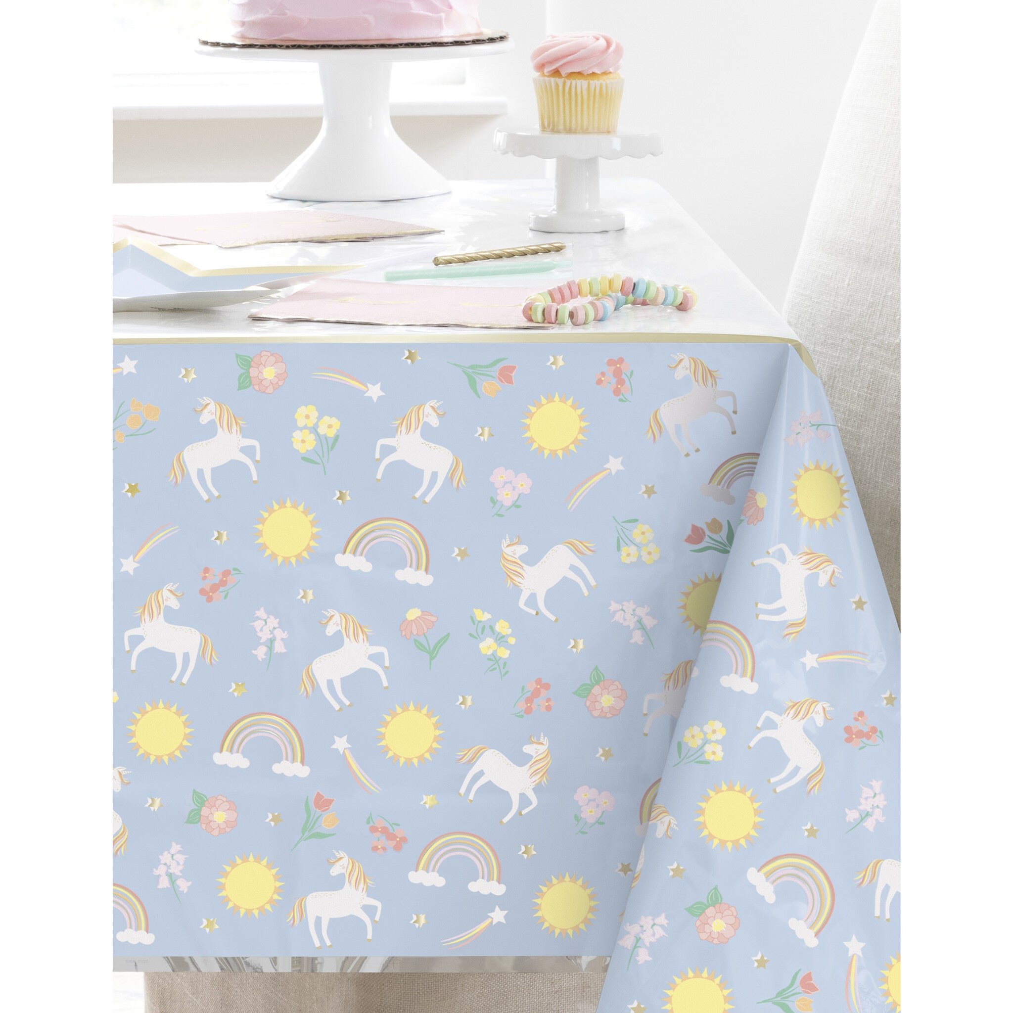 Unicorn Tafelkleed Blauw Wit 2,13m
