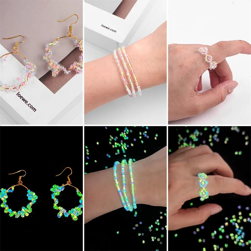 (150er Set) 2.5mm Fluoreszierende Glas Perlen DIY Bastel Schmuck Zwischenperle für Armband / Kette - Assortiert