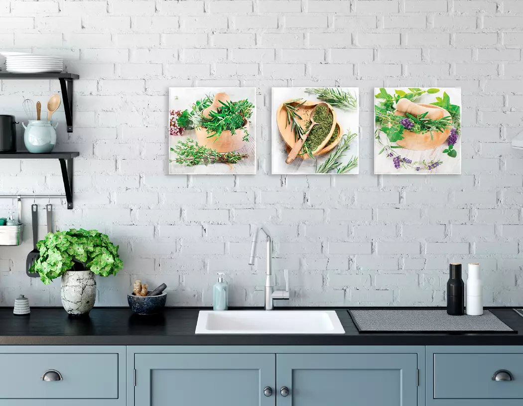 Glasbild 3tlg. Fresh Herbs