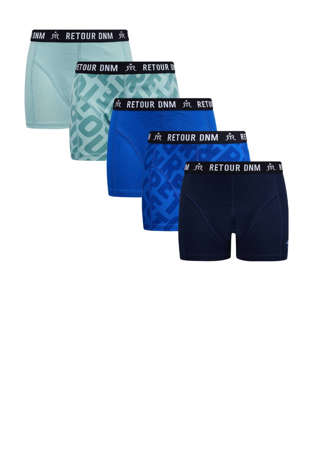 boxershort Colton - set van 5 lichtblauw//kobaltblauw/donkerblauw