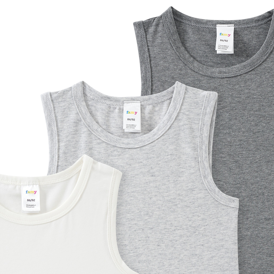 Famy 3 Baby Bodys in verschiedenen Farben grau / weiss